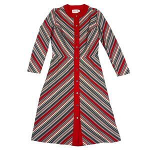 Vintage Butte Knit Womens Long Sleeve Stripe Button Front Dress